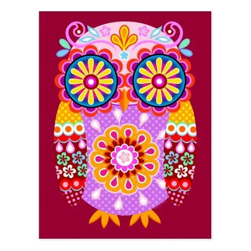 Postales retras abstractas coloridas del búho | Zazzle Postales retras abstractas coloridas del búho | Zazzle