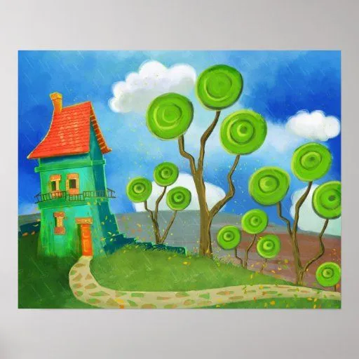 poster de la casa del dibujo animado de Zazzle. poster de la casa del dibujo animado de Zazzle.
