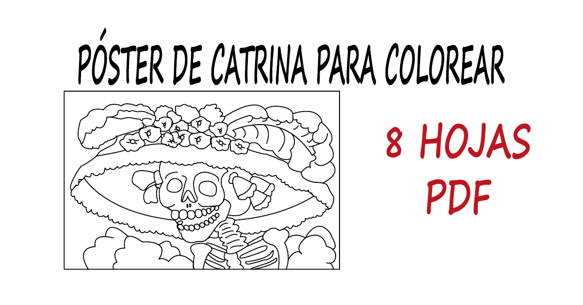 Póster de La Catrina para colorear