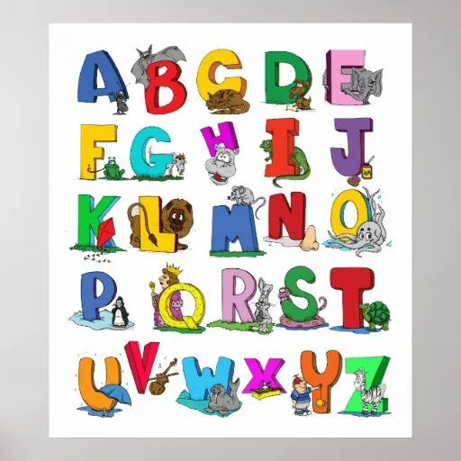 poster dos desenhos animados do alfabeto de 14,95 de Zazzle. poster dos desenhos animados do alfabeto de 14,95 de Zazzle.