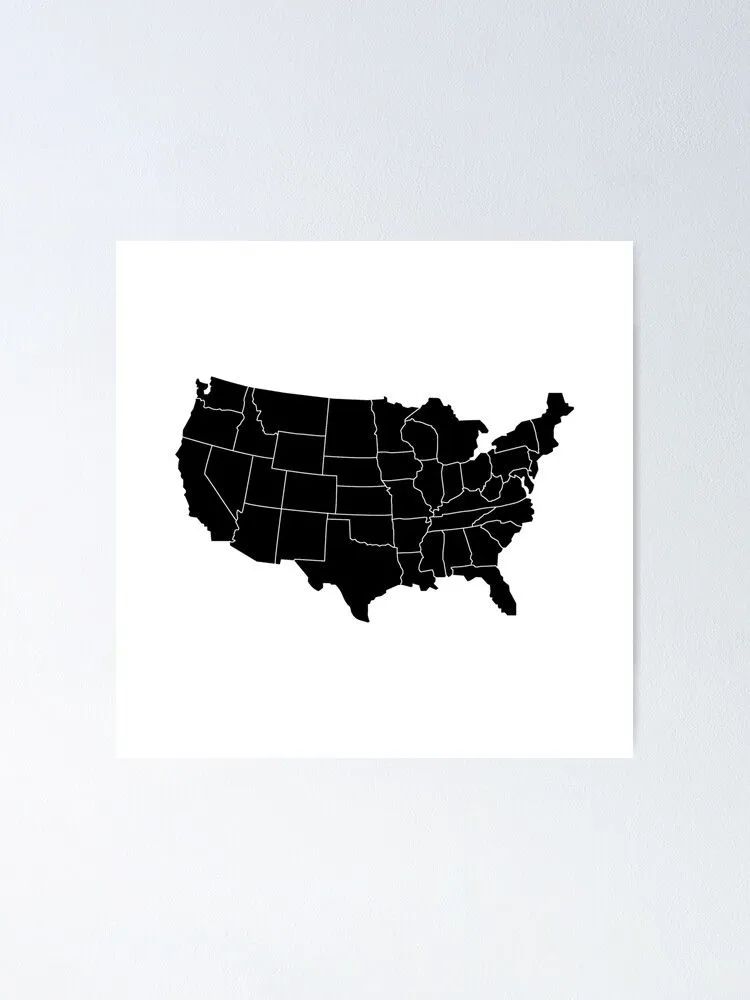 Póster for Sale con la obra «Esquema del mapa de Estados Unidos en blanco y negro» de the-college-gal | Redbubble Póster for Sale con la obra «Esquema del mapa de Estados Unidos en blanco y negro» de the-college-gal | Redbubble
