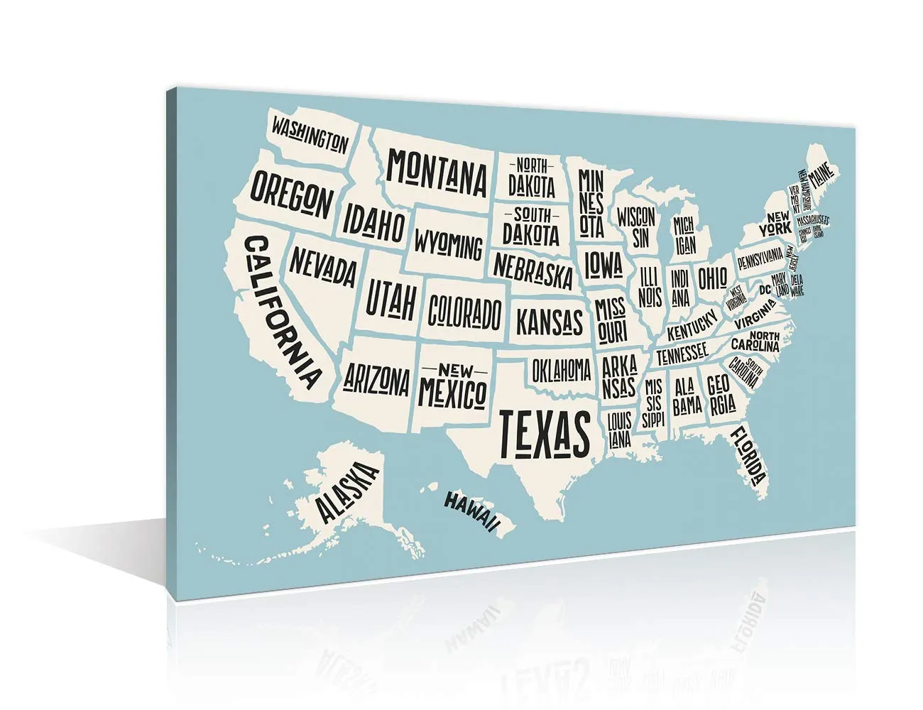Póster de mapas de Estados Unidos con detalles de nombre de Estados Unidos, 1 póster impreso Póster de mapas de Estados Unidos con detalles de nombre de Estados Unidos, 1 póster impreso