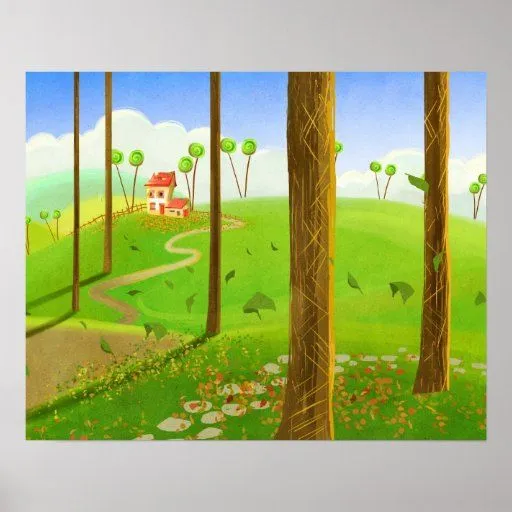 poster del paisaje del dibujo animado | Zazzle poster del paisaje del dibujo animado | Zazzle