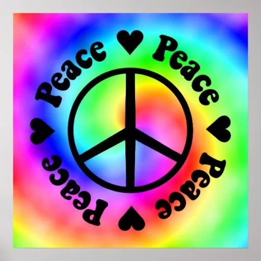 Poster de la paz y del amor del arco iris de Zazzle.