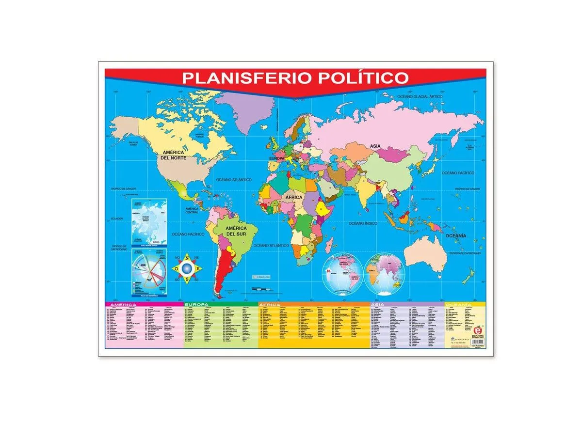 Póster Planisferio Político / Political World Map — Educatodo Póster Planisferio Político / Political World Map — Educatodo