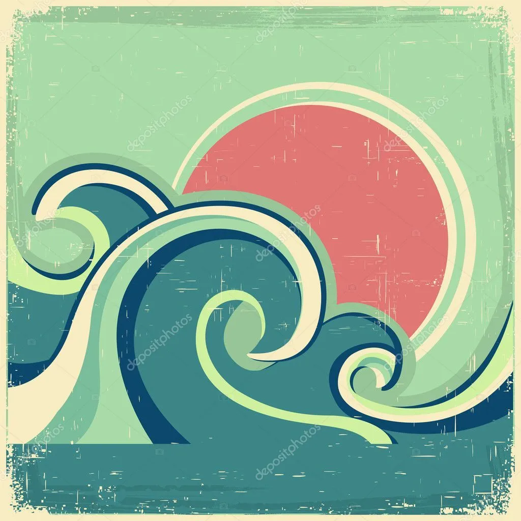 poster.vector Vintage cartel paisaje abstracto con las olas del ... poster.vector Vintage cartel paisaje abstracto con las olas del ...