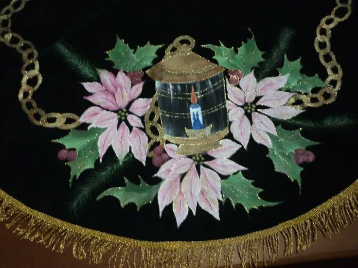 Precioso mantel pirograbado en pana pintado a mano | pintura en ... Precioso mantel pirograbado en pana pintado a mano | pintura en ...