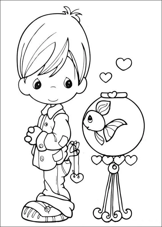 Preciosos Momentos Pecera | Dibujos para Colorear Infantil