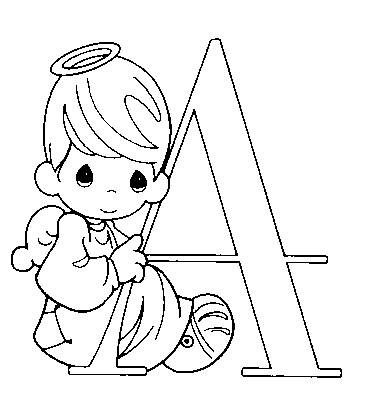 Precious Moments Alphabet coloring page | Super Coloring