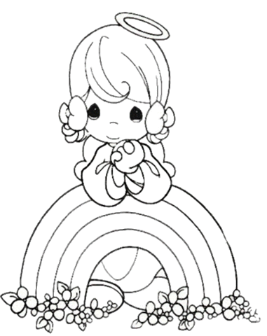 Precious Moments Rainbow coloring page | Super Coloring Precious Moments Rainbow coloring page | Super Coloring