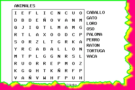 Sopa de letras animales viviparos para niños - Imagui Sopa de letras animales viviparos para niños - Imagui
