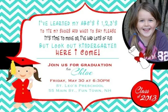 Preescolar o Kinder graduación invitación por AsYouWishCreations4u