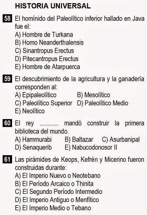 Preguntas de EXAMENES DE ADMISION: febrero 2014 Preguntas de EXAMENES DE ADMISION: febrero 2014