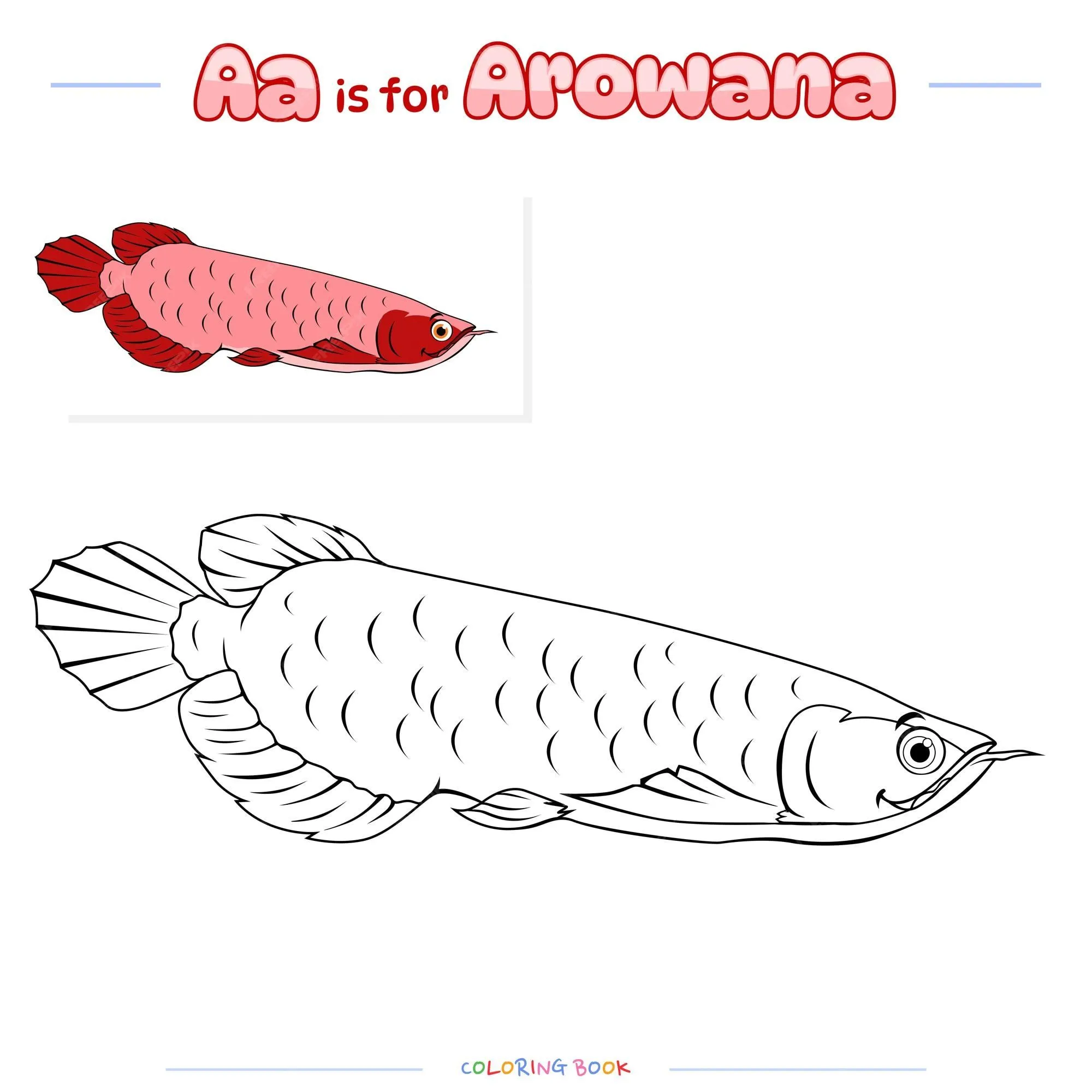 Premium Vector | Coloring page arowana fish cartoon Premium Vector | Coloring page arowana fish cartoon