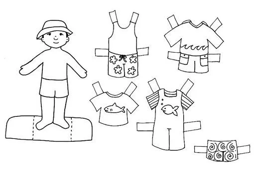Recortables con ropa niño y niña para colorear - Imagui