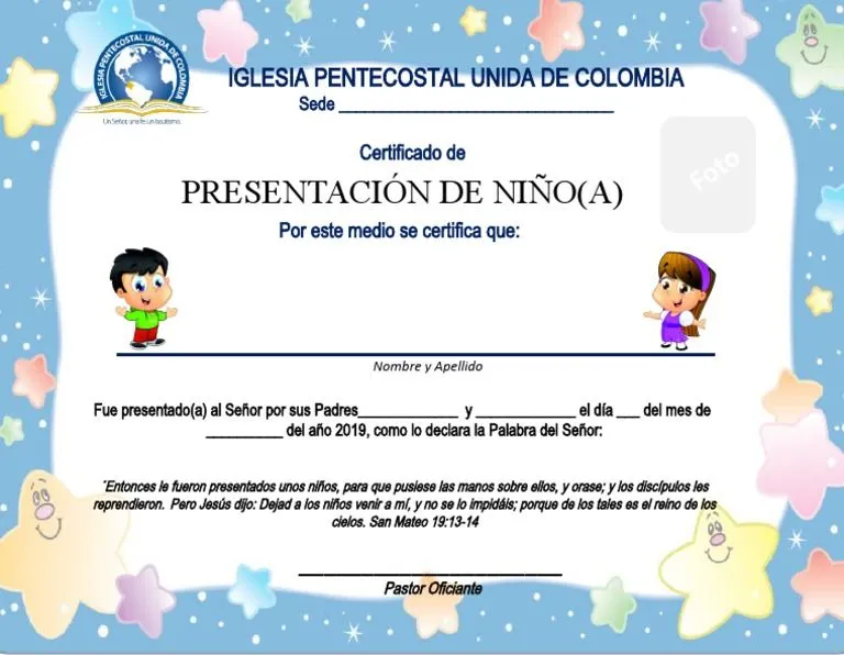 Certificados de presentacion de niños para imprimir - Imagui