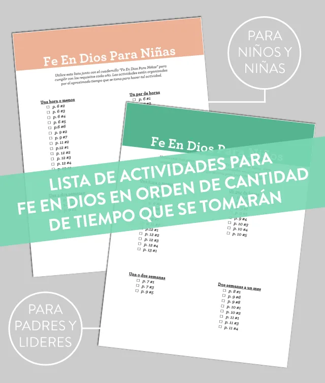 Para La Primaria: Ayuda Para Fe En Dios: Lista de Actividades