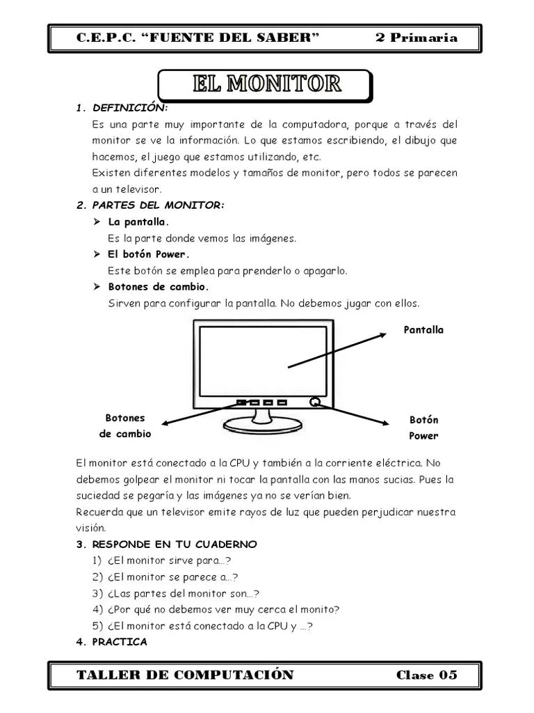 2 Primaria El Monitor y Sus Partes | PDF | Monitor de computadora | Informática 2 Primaria El Monitor y Sus Partes | PDF | Monitor de computadora | Informática