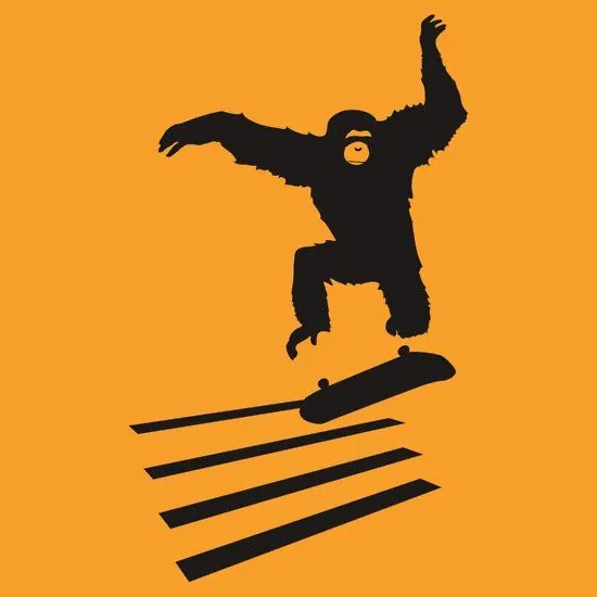 Primate Skate, a t-shirt of monkey, silhouette, skateboarding ...