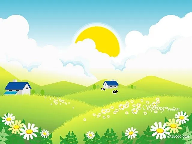 Paisaje de primavera infantil - Imagui