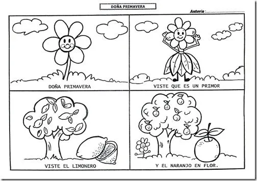 Primavera para niños, poesías y dibujos colorear | Colorear Primavera para niños, poesías y dibujos colorear | Colorear