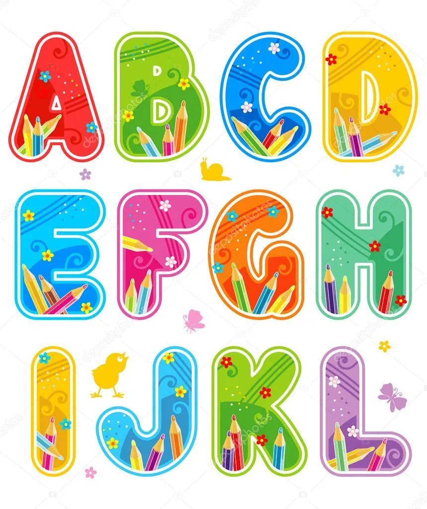 primavera o verano abc conjunto de letras a - l — Vector stock ...