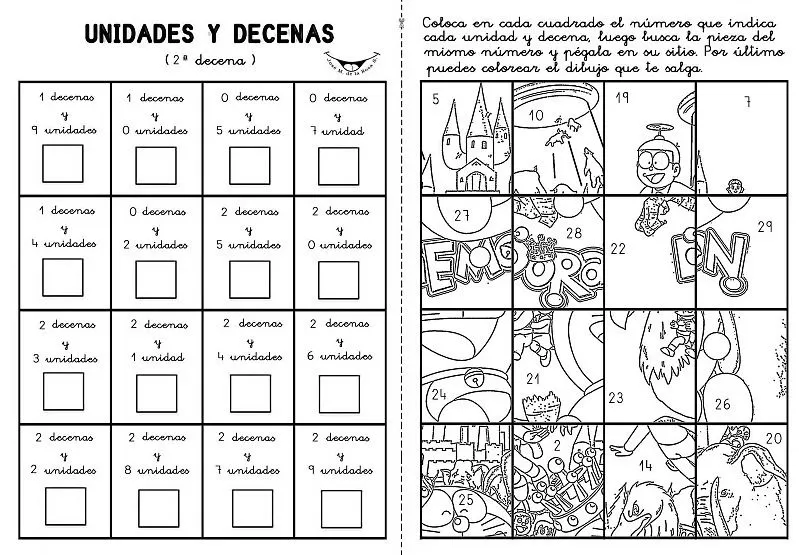 Ejercicios decenas y unidades - Imagui