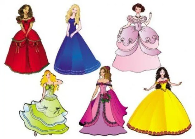 Paquete de vectores personaje de dibujos animados princesa ...