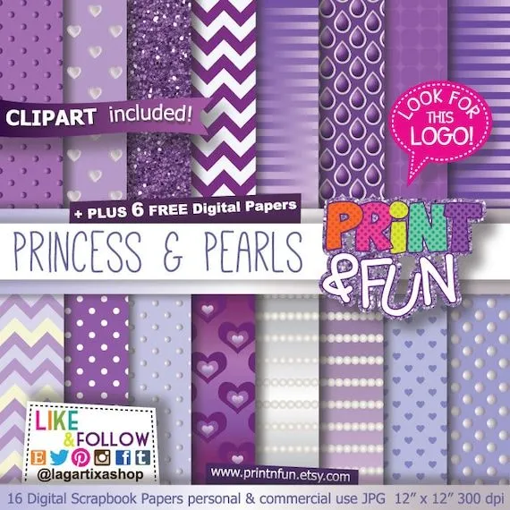 Princesa Papel Digital Fondos Lilas Violetas morado por Printnfun