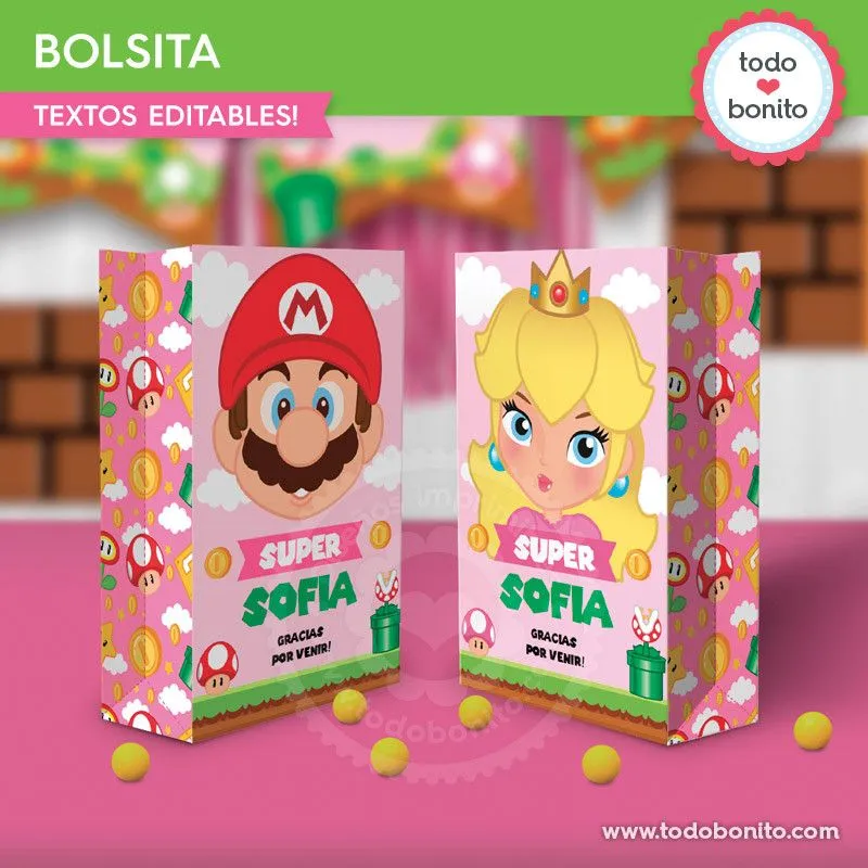 Princesa Peach: bolsa sorpresita para imprimir Princesa Peach: bolsa sorpresita para imprimir