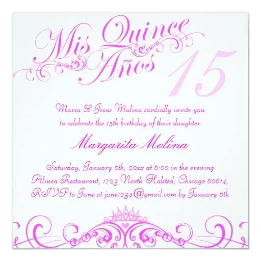 Princesa rosada Tiara Quinceanera Invitation Invitación 5.25" X ... Princesa rosada Tiara Quinceanera Invitation Invitación 5.25" X ...