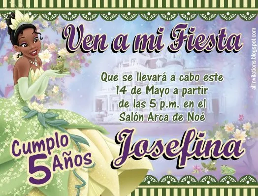 La princesa y el sapo invitaciónes - Imagui La princesa y el sapo invitaciónes - Imagui