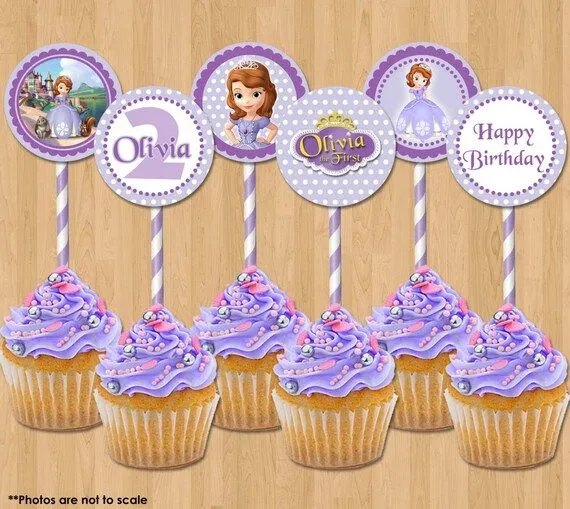 Princesa Sofia Cupcake Toppers Sofia por KidsPartyPrintables Princesa Sofia Cupcake Toppers Sofia por KidsPartyPrintables
