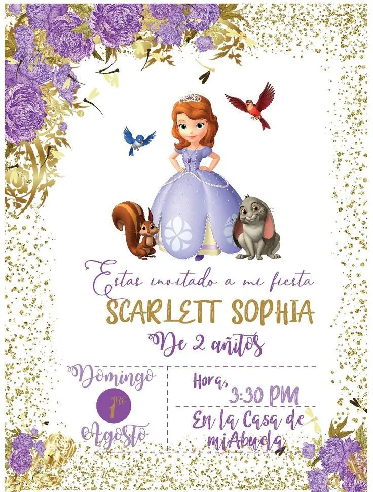 Princesa Sophia invitación | Invitaciones, Decoracion fiesta princesa sofia, Princesita sofia cumpleaños Princesa Sophia invitación | Invitaciones, Decoracion fiesta princesa sofia, Princesita sofia cumpleaños