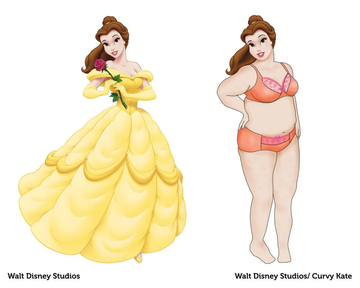 Las princesas Disney se convierten en mujeres de tallas grandes para Curvy Kate Las princesas Disney se convierten en mujeres de tallas grandes para Curvy Kate