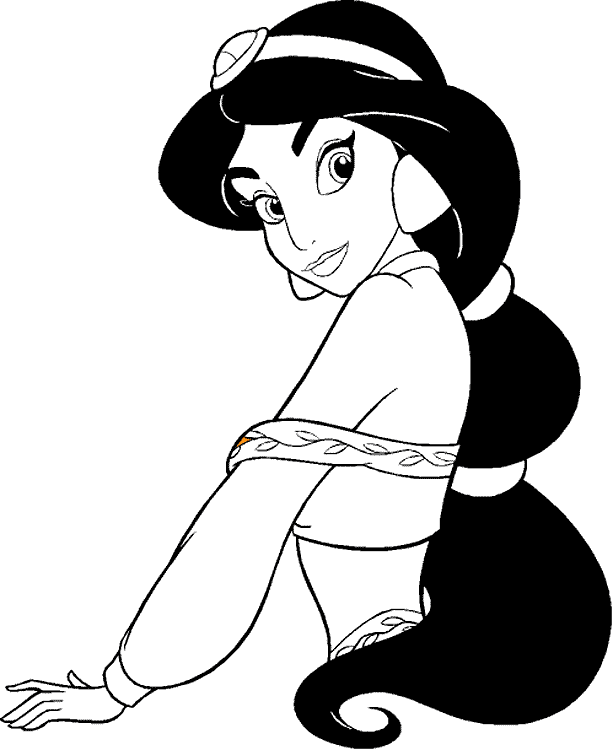 Princesas Disney: Dibujos para colorear de "Jasmín"