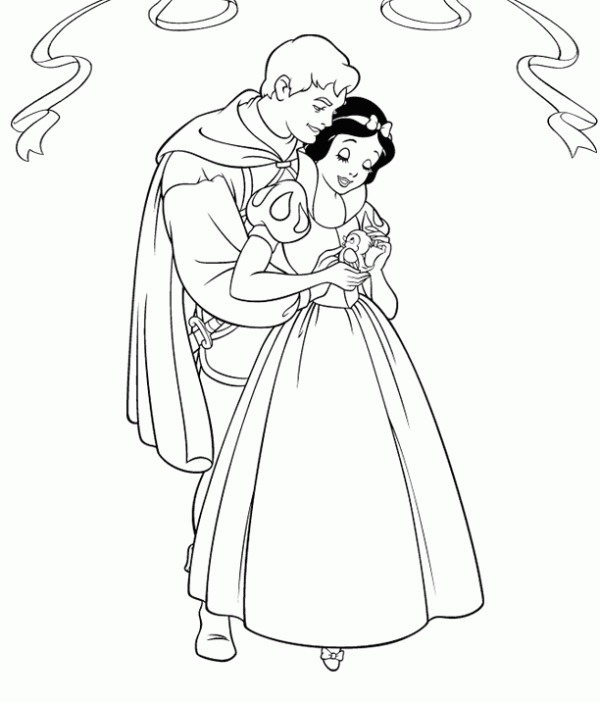 Dibujo de Blancanieves y su príncipe para colorear. Dibujos ... Dibujo de Blancanieves y su príncipe para colorear. Dibujos ...
