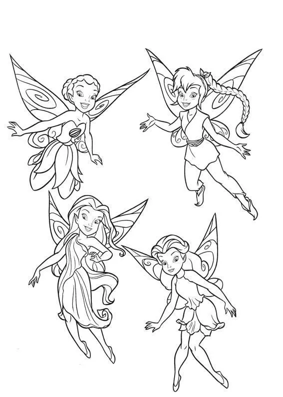 Printable Coloring Page - several Tinkerbell & friends coloring ...