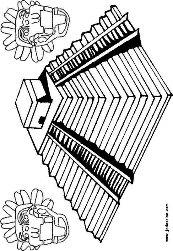 PRINTABLE Countries coloring pages - Mayan pyramid of Chichen Itza PRINTABLE Countries coloring pages - Mayan pyramid of Chichen Itza