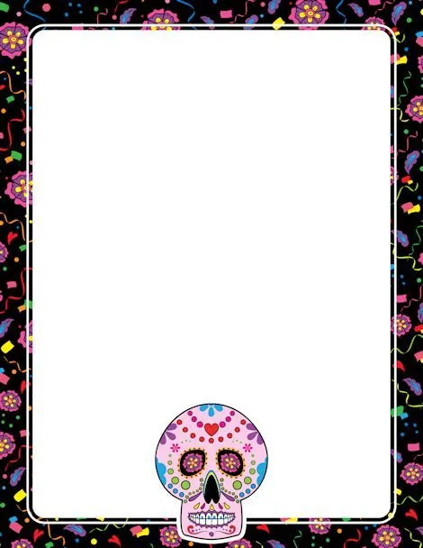 Printable Day of the Dead (Dia de los muertos) border. Free GIF ...