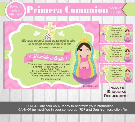 Printable First communion Mexican Virgen de Guadalupe invitation ... Printable First communion Mexican Virgen de Guadalupe invitation ...