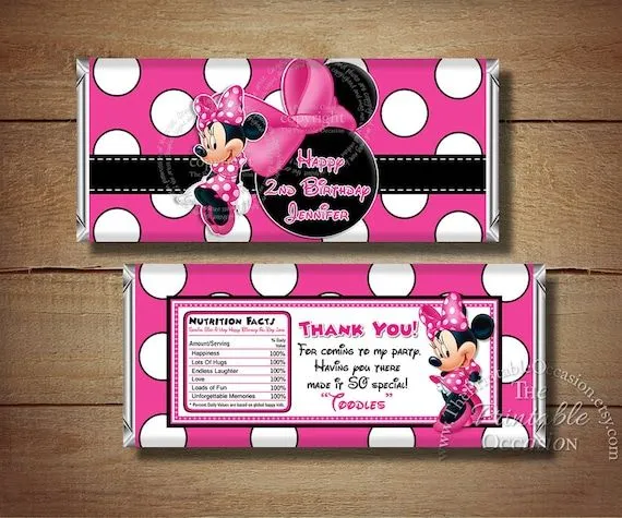Printable Minnie Mouse Birthday Candy Bar by ThePrintableOccasion
