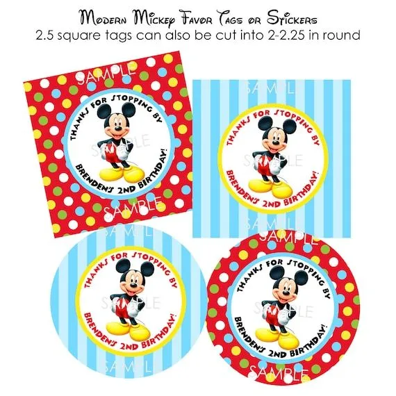 PRINTABLE Modern Mickey Mouse Favor Tags or por modpoddesigns