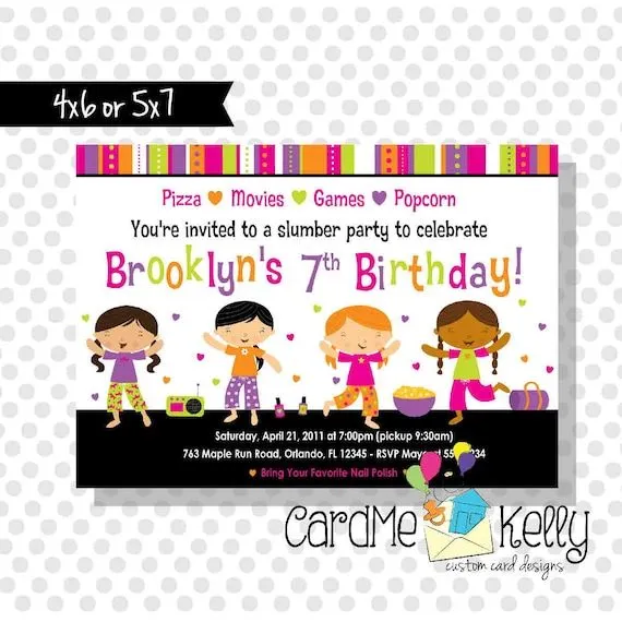 Printable pijamada chicas pijamada invitación por CardMeKelly Printable pijamada chicas pijamada invitación por CardMeKelly