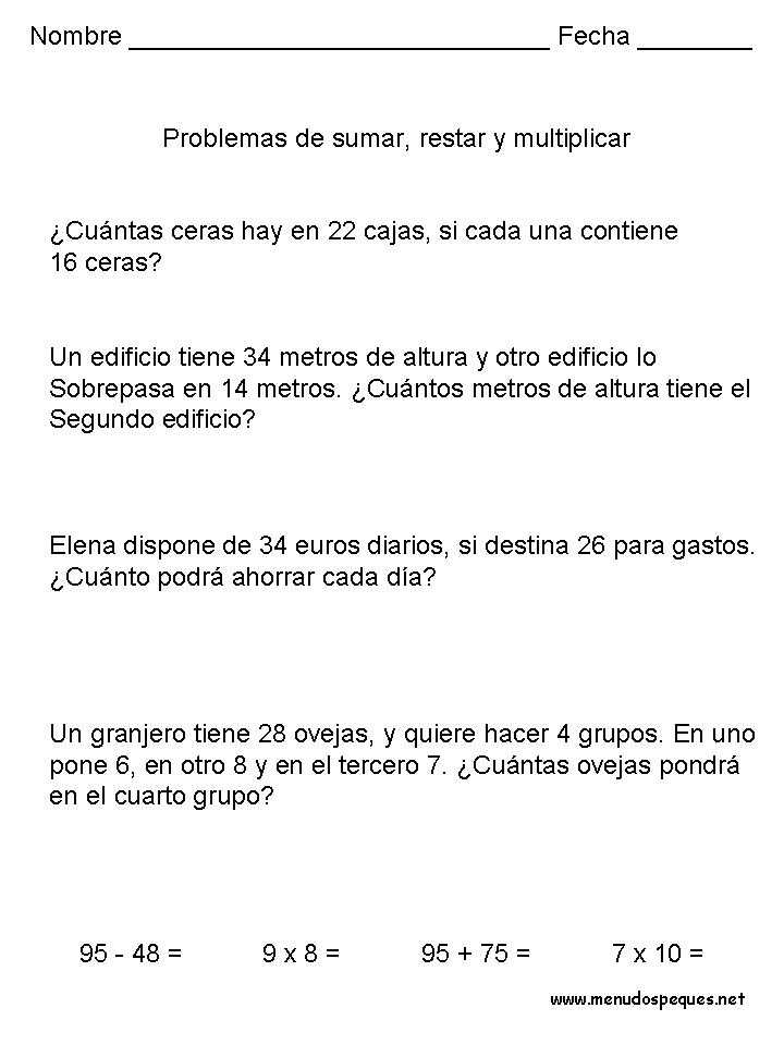 Problemas 27 - Sumas, Restas y Multiplicaciones Problemas 27 - Sumas, Restas y Multiplicaciones