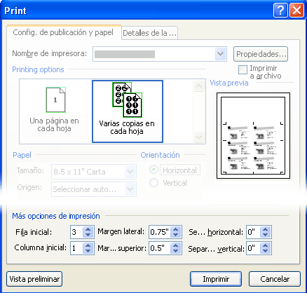 Problemas de impresión comunes - Publisher