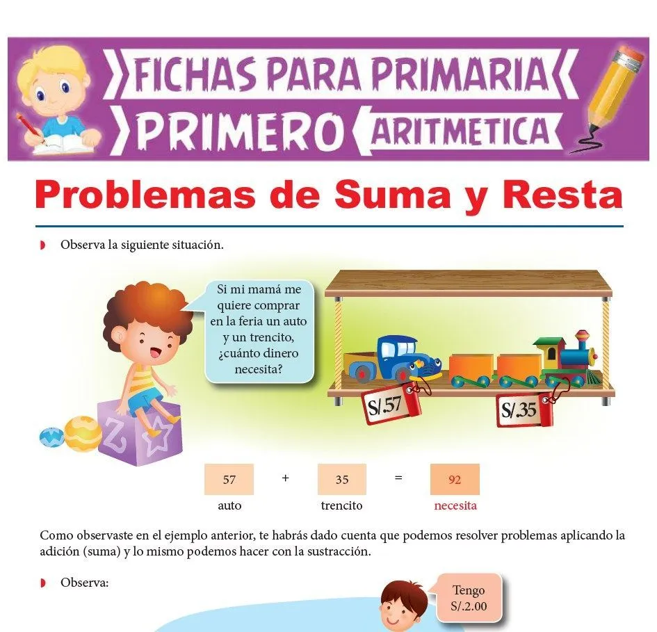 Problemas de Suma y Resta para Primer Grado de Primaria Problemas de Suma y Resta para Primer Grado de Primaria