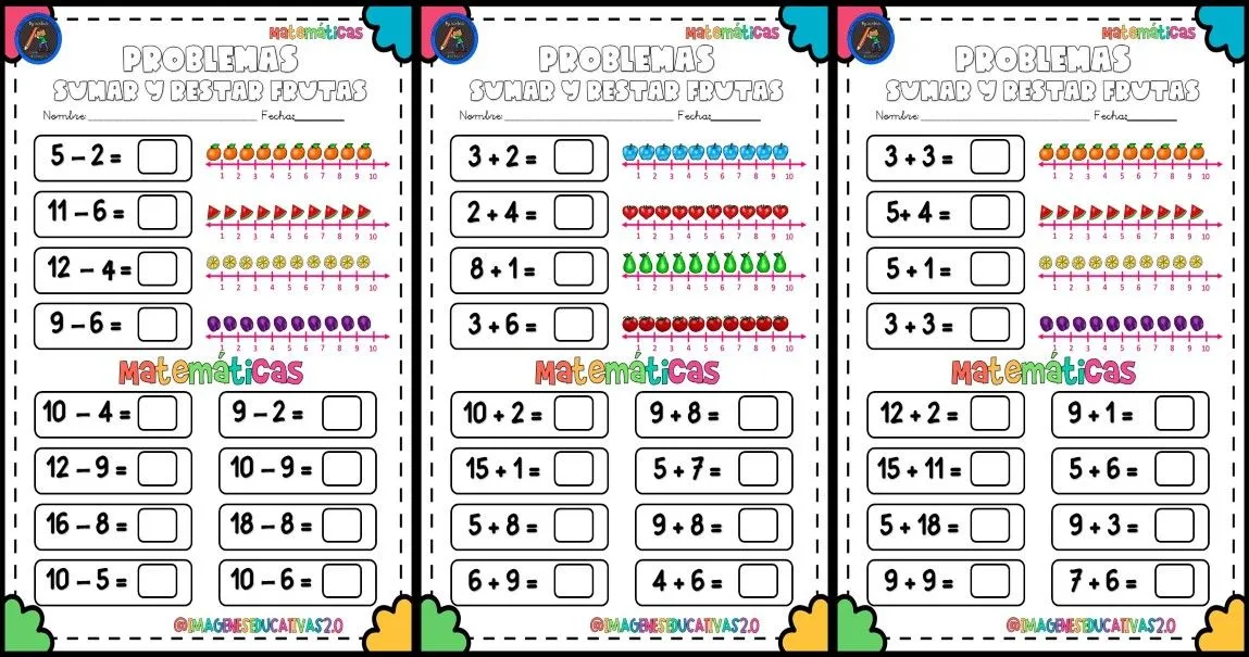 PROBLEMAS SUMAR Y RESTAR FRUTAS RECTA NÚMERICA – Imagenes Educativas PROBLEMAS SUMAR Y RESTAR FRUTAS RECTA NÚMERICA – Imagenes Educativas