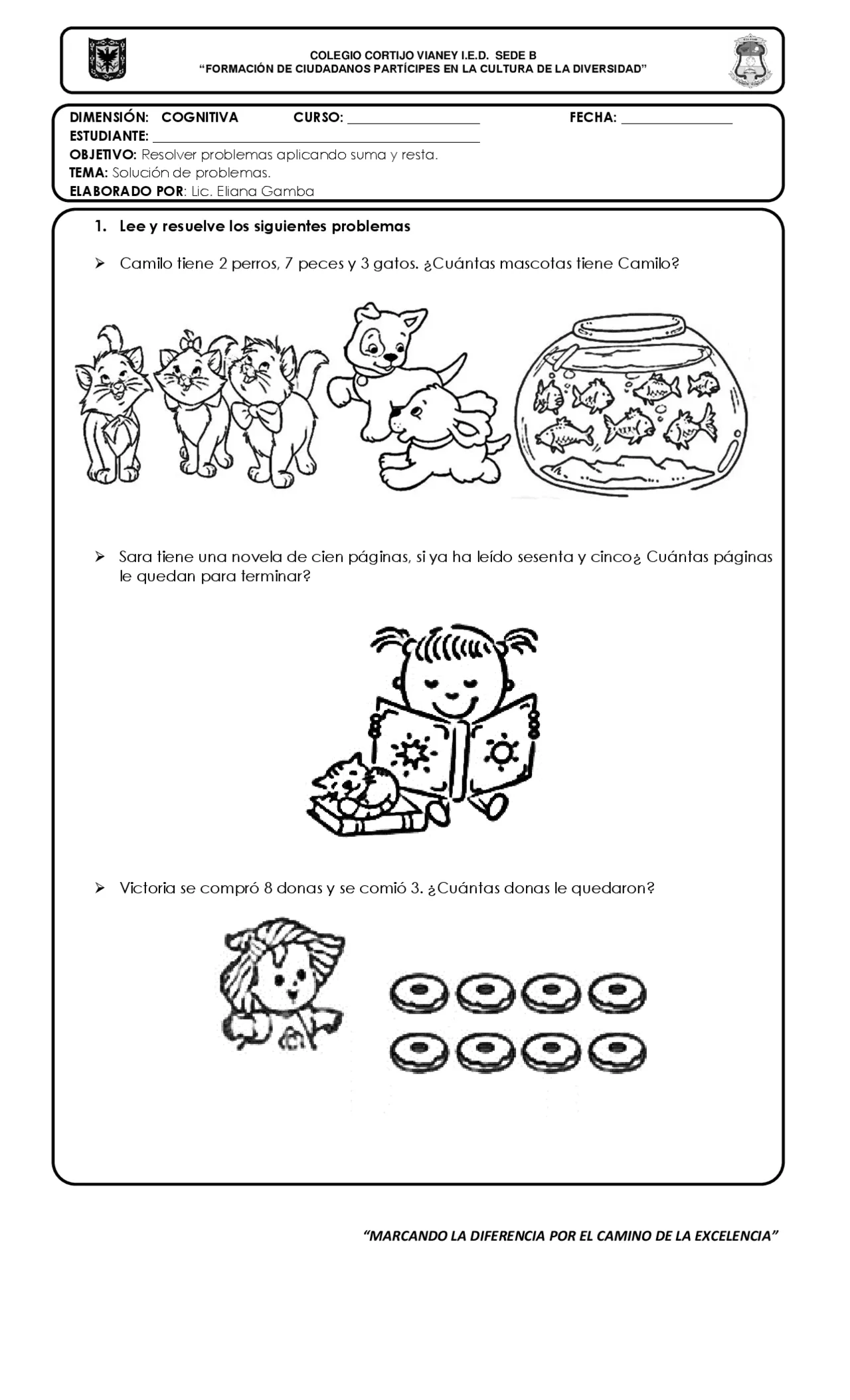 Problemas sumas y resta basica primaria | Ejercicios de Matemáticas | Docsity Problemas sumas y resta basica primaria | Ejercicios de Matemáticas | Docsity