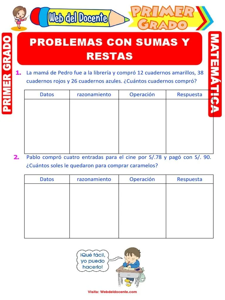 Problemas Con Sumas y Restas para Primer Grado de Primaria | PDF | Agitación | Violencia Problemas Con Sumas y Restas para Primer Grado de Primaria | PDF | Agitación | Violencia